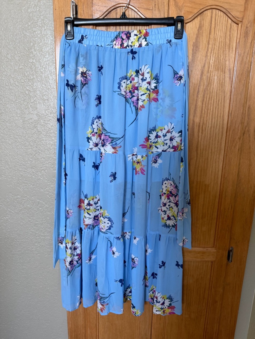 Melloday Light Blue Floral Maxi Skirt - Women